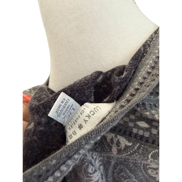 LUCKY BRAND Black White Cap Sleeve Top Size Large - Picture 3 of 7